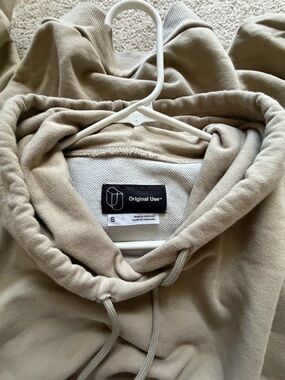 Original Use Neutral Beige Hoodie with Drawstring